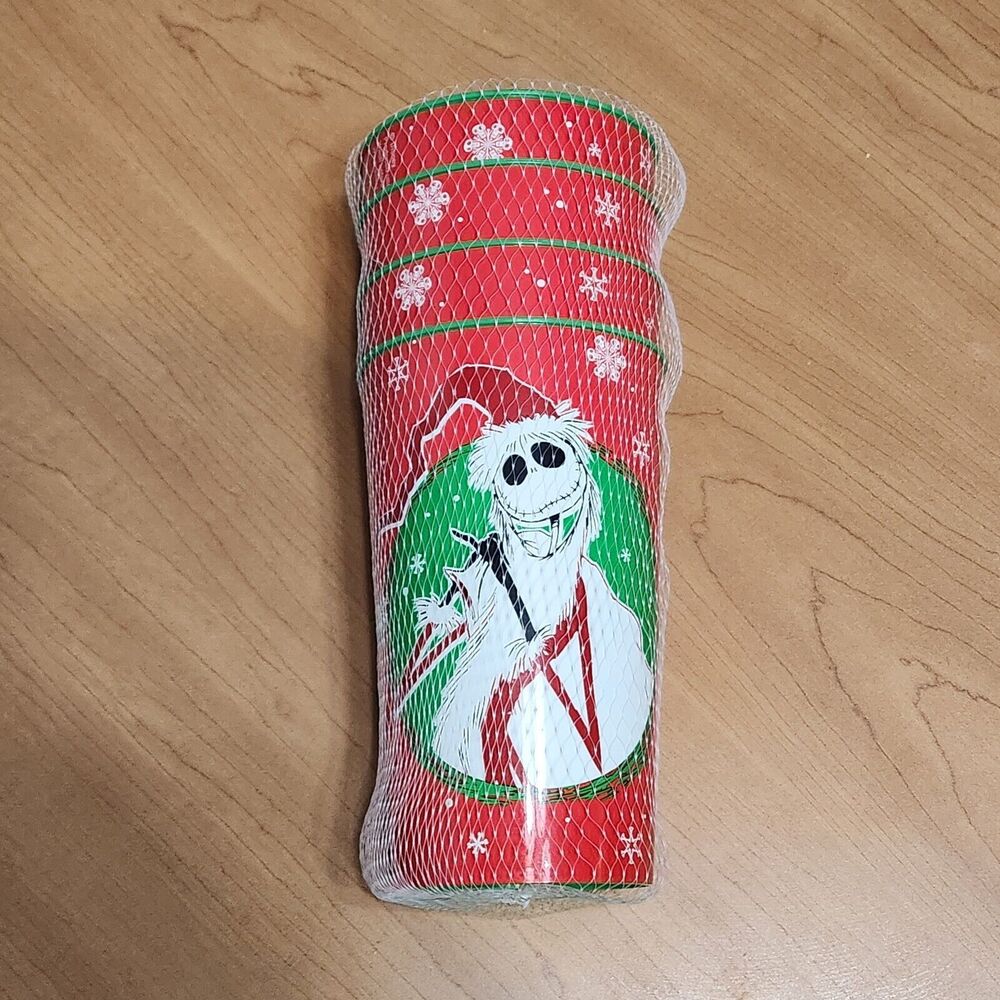 The Nightmare Before Christmas Jack Skellington 4 Plastic Reuseable Cups 600 ml